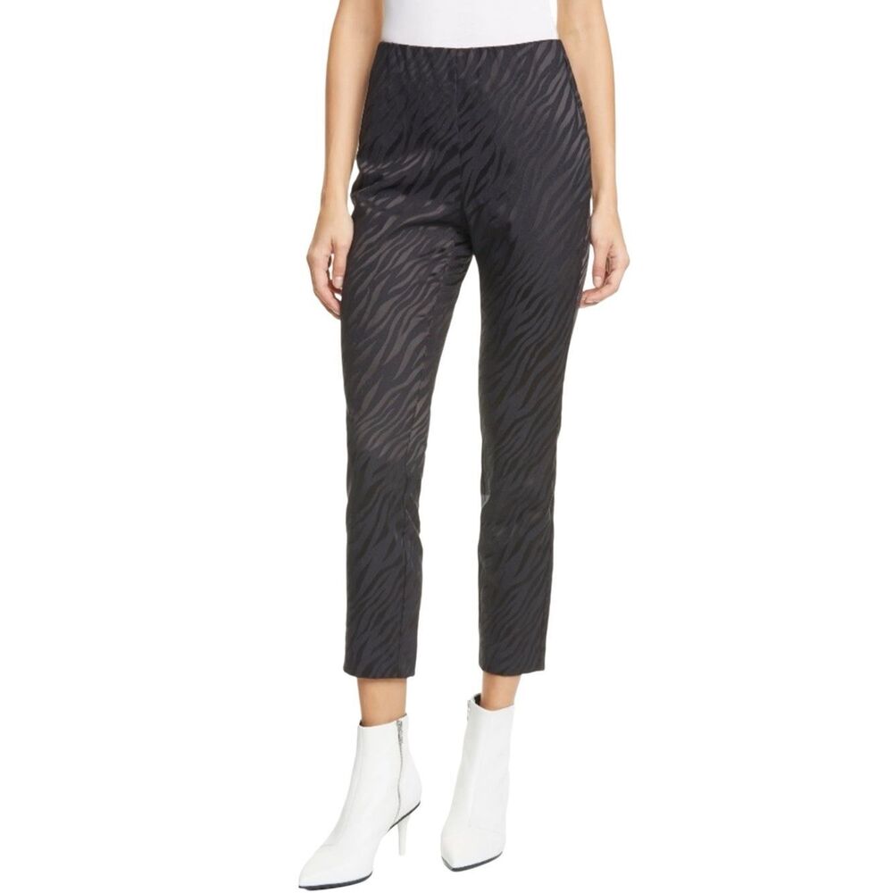 RAG & BONE SIMONE  ITALIAN ZEBRA JACQUARD SLIM FIT CROP BLACK PANT Size: 10